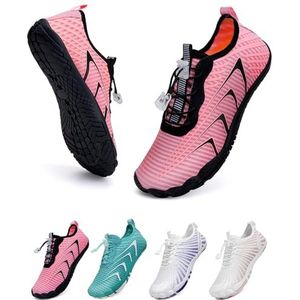 WateLves Unisex Blotevoetenschoenen Dames Heren Waterschoenen Badschoenen Snel drogende zachte trailrunningschoenen Fitnessschoenen met antislipzool en brede neus (roze 38)