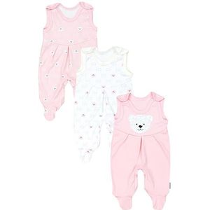 TupTam Baby Meisjes Boxpakje Mouwloos 3-Pack, Draag roze witte abrikoos, 50