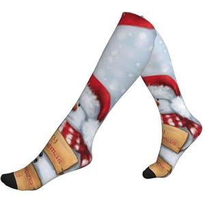 DEXNEL Merry Christmas Snowman Compressie Sokken Voor Mannen Vrouwen 20-30 Mmhg Compressie Sokken Voor Sport Ondersteuning Sokken, 1 zwart, Eén Maat