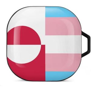 Groenlandse transgender vlag oordopjes hoesje compatibel met Samsung hard shell beschermhoes zwart-stijl