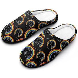 Regenboog Geit Winter Warme Mensen Slippers Rubberen Zool Comfortabele Katoenen Huisschoenen voor Dagelijkse Slijtage, Stijl 10, 13-14（46-47）