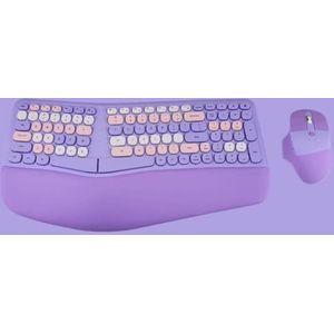 QPSJXN MOFII 2.4G Wireless Ergonomisch toetsenbord en muis zetten kleurrijke toetsenborden en muis die compatibel zijn met Windows-systemen (paars)