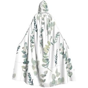 OPSREY Witte Natuurlijke Groen Takje Gedrukt Volwassen Hooded Poncho Volledige Lengte Mantel Gewaad Party Decoratie Accessoires