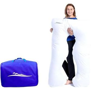 MAKOSAS Origineel comfortkussen, premium orthopedisch kussen, lichaamskussen, voor een betere slaap en tegen rugpijn, 100 x 150 cm (katoen - wit)
