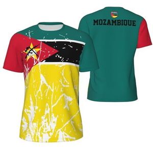Sport T-Shirt Vintage Mozambique Vlag Graan Tees 3D Gedrukt voor Fitness Running Voetbal, Meerkleurig, S