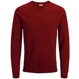 JACK & JONES gebreide herentrui met V-hals, rood (Red Dahlia), L
