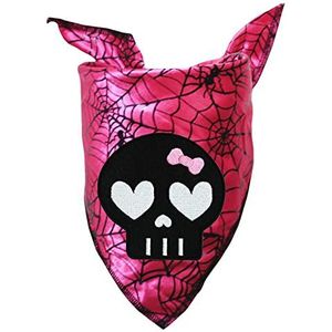 Petitebelle Black Skull Head Pet Bandana (Hot Pink/spinnenweb, Small)
