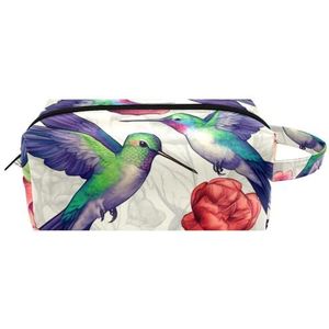 GIAPB Make-uptassen voor vrouwen, toilettas voor mannen, kleurrijke bloempatroon met dierenvogel, M59my2xpttr, 21x8x9 cm/8.2x3.1x3.5 in, Duurzaam