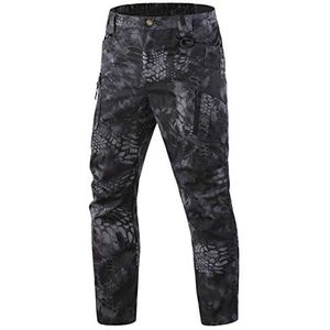 Sanykongy Mannen Combat Camo Tactische Broek Militaire Camouflage Broek Werk Broek SWAT Dunne Pocket Baggy Broek, Zwarte Slang, L