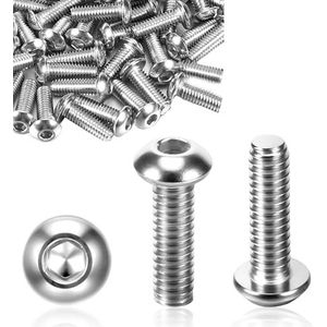 50 stuks lenskopschroeven M6 x 10 mm, roestvrijstalen schroeven, m6 schroeven, lenskopschroeven met binnenzeskant voor meubelmontage, metalen verbinding, houtbewerkingsprojecten