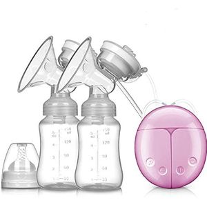 Borstpomp, intelligente automatische dubbele borstpomp met 4 modi, BPA-vrije siliconen voor levensmiddelen, USB-oplaadkabel perfect voor roze moeders
