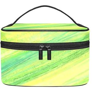 Schaal zeemeermin patroon blauw goud paars licht make-up tas voor vrouwen meisjes cosmetische tassen met handvat reizen make-up organizer tas, Abstract Geschilderd Groen, 8.9x5.9x5.4 Inches, Make-up zakje