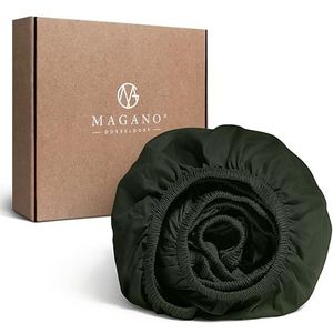 MAGANO® Premium Hoeslaken, 90 x 200 cm, groen, zacht en strijkvrij, hypoallergeen en ademend, hoeslaken 90 x 200 cm, donkergroen