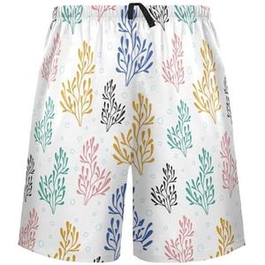 LI ZHI XIN Herenpyjamabroek, korte pyjamabroek, zomer casual shorts, elastische tailleband met trekkoord, rechte losse pasvorm met 2 zakken, S-XXL kleurrijke boompatronen, Meerkleurig, S