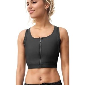 Funyco Binder Trans, bijgewerkte versie, 90% latexhoudende borstbinder met ritssluiting voor, halve borstbinder voor tomboy, transgen, Ftm, comfortabel, ademend en verstelbaar, zwart, 4XL