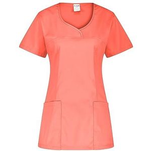 B-well INES Kasack voor dames, verzorging voor dames, korte mouwen, V-hals, professionele kleding, kaszak, verzorging, koraalrood, M