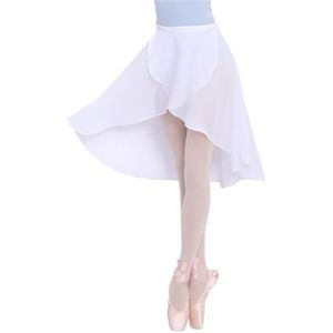 UBOHUZ Vrouwen Ballet Wrap Rok Chiffon Sheer Dance Volwassen Taille Verstelbaar Onregelmatig voor Vrouwen, Wit, M(height155-175cm)