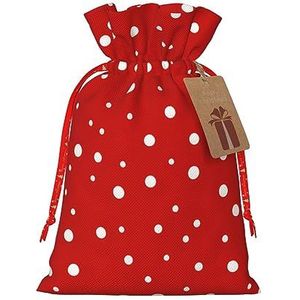 Rode en witte stippen trekkoord kerstcadeau tas-met rustieke aantrekkingskracht, perfect voor al uw geschenkbehoeften
