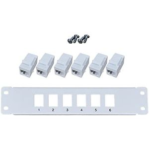 6-poorts CAT6 niet-afgeschermd patchpaneel Rackmount 6 x Gigabit RJ-45 Ethernet-poorten