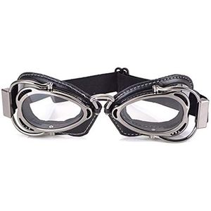 YZWHKJ Krasbestendige motorbril, MTB-biker-bril, motorbril, zonnebril, scooter, motor, viateur, vintage glazen, motorcross bril (grijs helder)