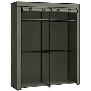 SONGMICS Stoffen kast, draagbare kledingkast met kledingstangen, kledingrek, opvouwbaar, garderobe, voor slaapkamer, werkkamer, 140 x 43 x 174 cm, saliegroen RYG002C02