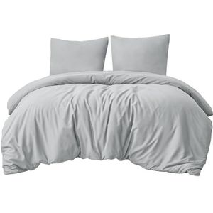 Aisbo - Dekbedovertrek - Lichtgrijs - 200 x 220 cm - 3-delig - Oeko-Tex - Microvezel - Met Ritssluiting