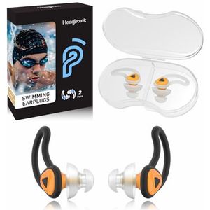 Hearprotek oordopjes voor zwemmen, 2 paar gehoorbescherming, waterbescherming oordopjes voor douche, zwemmen, surfen (oranje)