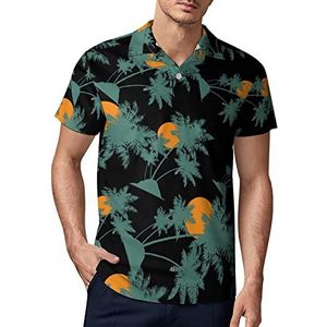 Palm Tree golfpoloshirt voor heren, zomer, korte mouwen, casual, sneldrogend, maat M