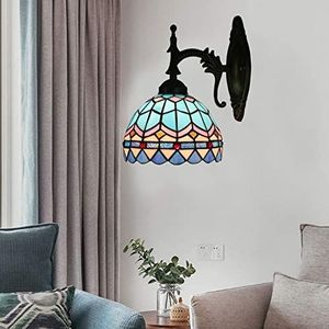 Tiffany Wandlamp, LED, E27, Glas-In-Lood Wandlamp, Victoriaanse Stijl Handgemaakte Mediterrane Slaapkamer Spiegel, Woonkamer Nachtkastje Voorwand