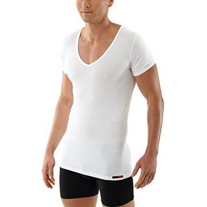 ALBERT KREUZ Heren onderhemd zacht, licht micromodaal korte mouwens V-hals slmit fit wit (04/S)