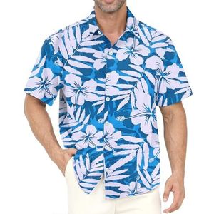 Hawaïaans shirt voor mannen - Hawaiiaanse buttondown shirts met bloemenprint, casual, korte mouwen