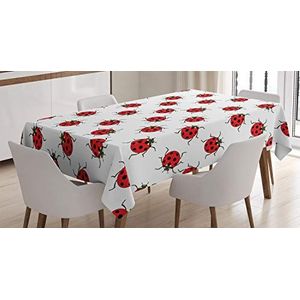 ABAKUHAUS lieveheersbeestjes Tafelkleed, lieveheersbeestjes Patterns, Eetkamer Keuken Rechthoekige tafelkleed, 140 x 200 cm, rood Wit