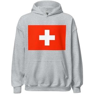 Pixelforma Pullover met capuchon met vlag en wapen van Zwitserland, Grijs, XS