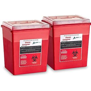 Adir Med Scherpe voorwerpen en naalden Biohazard verwijdering van de verpakking - 8 kwart - open flipdeksel (2 stuks)