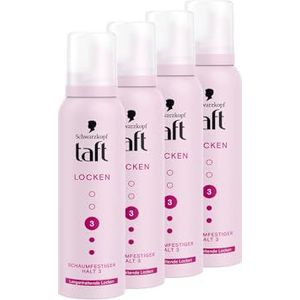 Schwarzkopf Taft Schuimvaste krullen (4 x 150 ml), houdgraad 3, haarschuim voor langdurige krullen, veganistische formule*