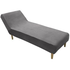 Fluwelen Pluche Chaise Lounge Hoes Luxe Chaise Stoel Hoes Stretch Armloze Chaise Lounge Beschermers Wasbare Fauteuil Bankhoes Voor Woonkamer Slaapkamer(Color:Gray)