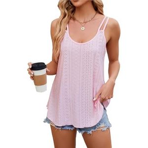 Badpakcover-up for dames, casual zomerjurkcover-up, spaghettibandjes met oogjes en kapmouwen(Peach pink,XXL)