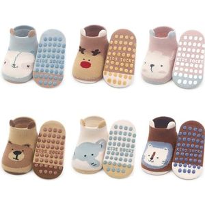 Yafane 6 paar antislip sokken voor meisjes van katoen, babysokken voor jongens en meisjes, Meerkleurig., 3-5 anni