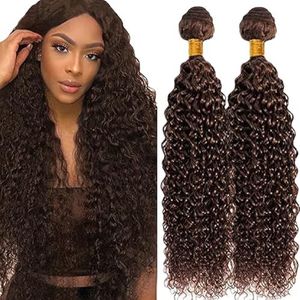 Lakaisa Curly Wave Human Hair Bundles Sew in Hair Chocolate Brown Real Hair Extensions 2 Bundles 100% Unprocessed Brazilian Virgin Hair No Smell for Woman 26 26 Inch