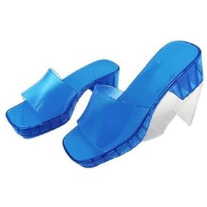 Slippers, Crystal Jelly High Heel Sandalen for Dames – Zomerstrandpantoffels for Stijlvol Comfort,voor dames en heren(Blue,41 EU)