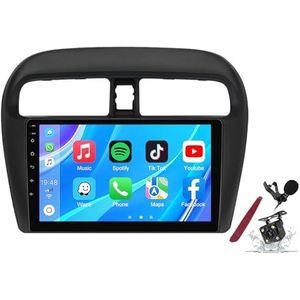 Android 14 Autoradio Sat Navi voor M-itsubishi Mirage Attrage (2012-2018) 9"" Touchscreen Multimedia Speler met Draadloze Carplay GPS Navigatie FM RDS Bluetooth 5G-WiFi SWC DSP,M100s
