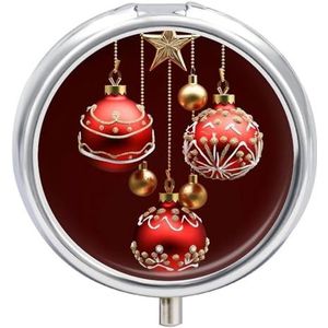 Kerstballen Klokken Pillendoos Mini Pillendoosje Pocket Pil Case voor Mannen Reizen Pillendoos Leuke Pil Organizer 3 Compartiment Geneeskunde Pil Organizer Pil Container Pil Houder