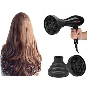 Haarblazer Diffuser, Opvouwbare Föhn Diffuser Cover Styling Kappersgereedschap Opvouwbare Föhn Diffuser Bevestiging voor krullend of golvend haar (zwart)