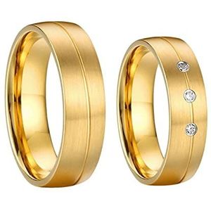 LUOBO 1 Paar 18K Vergulde Huwelijk Trouwringen Set Voor Koppels Liefde Alliance Rvs Sieraden Vinger Ring