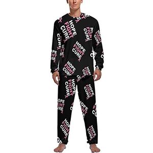 Roze Hoop Fight Borstkanker Zachte Heren Pyjama Set Comfortabele Lange Mouw Loungewear Top En Broek Geschenken 2XL