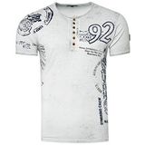 Rusty Neal - Shirt - Grijs - Katoen - Henley Hals - Kwartmouw