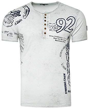 Rusty Neal - Shirt - Grijs - Katoen - Henley Hals - Kwartmouw