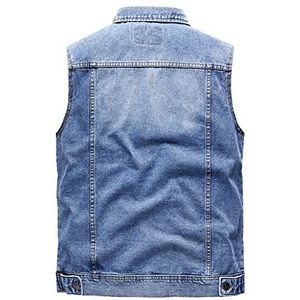 Men's Denim Vest Sleeveless Jeans Jacket with Pockets Outdoors Waistcoat