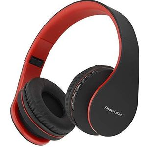 Bluetooth Koptelefoons, PowerLocus draadloze Over-Ear Koptelefoon Inklapbaar, Met microfoon, Micro SD slot, FM Radio, draadloze en kabel Koptelefoon voor Smartphone, Tablets, Laptops, TV (Rood)