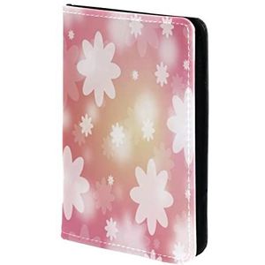 Roze Romantische Bloemenpatroon Witte Paspoorthouder, Paspoort Cover, Paspoort Portemonnee, Travel Essentials, Meerkleurig, 11.5x16.5cm/4.5x6.5 in